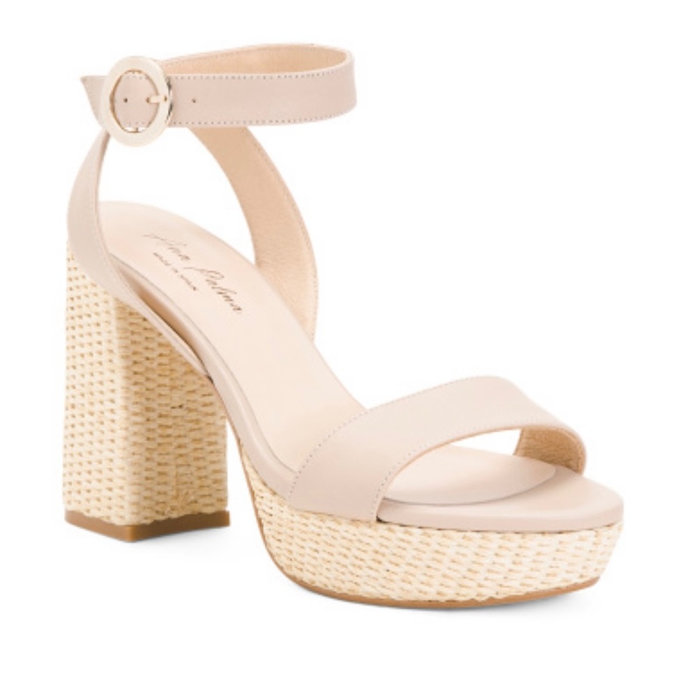 BRAND NEW ANA PALMA CREAM MADE IN SPAIN LEATHER WOOVEN HEEL SANDAL